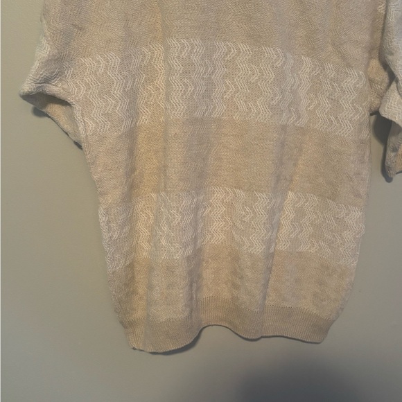 Vintage Linen Cottagecore Boho Prairie Lace Short Sleeve Sweater Large - Picture 7 of 8